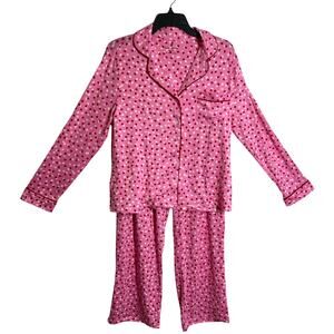 NWT Kate Spade Pink Heart Pajama Set Long Sleeve size M